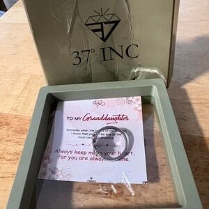 37 INC Sterling Silver Always in My Heart Granddaughter Ring Pink Crystal Gift